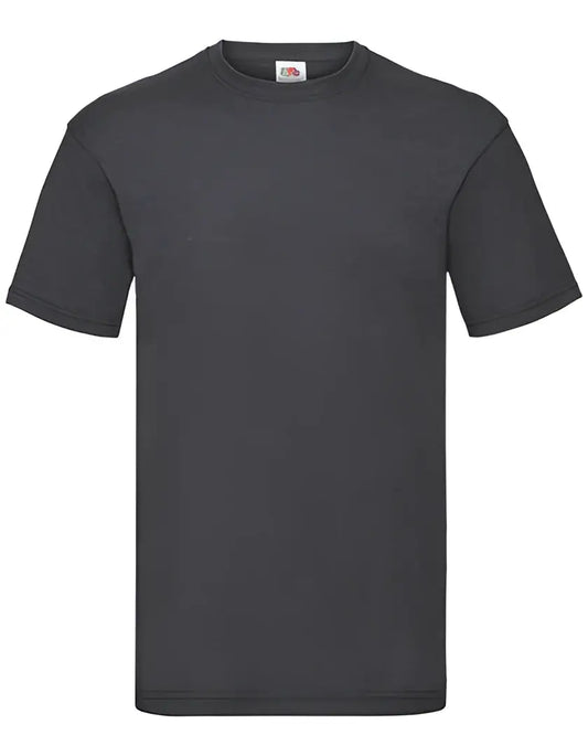 Dunkelgraues kurzarmshirt fruit of the loom valueweight mit crew neck und markenlabel für zuverlässiger schutz