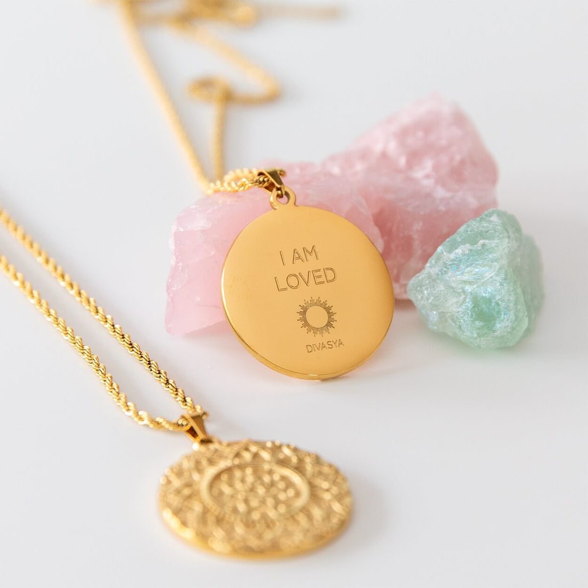 Kette mit Anhänger Mandala | vergoldet | I am loved