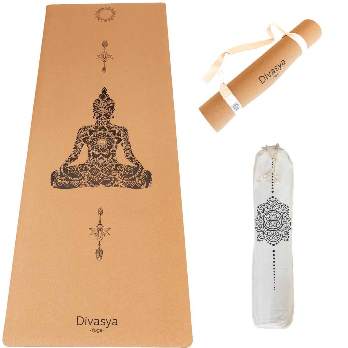 Yogamatte Kork: viele Yoga-Designs | inkl. Hülle & Tragegurt