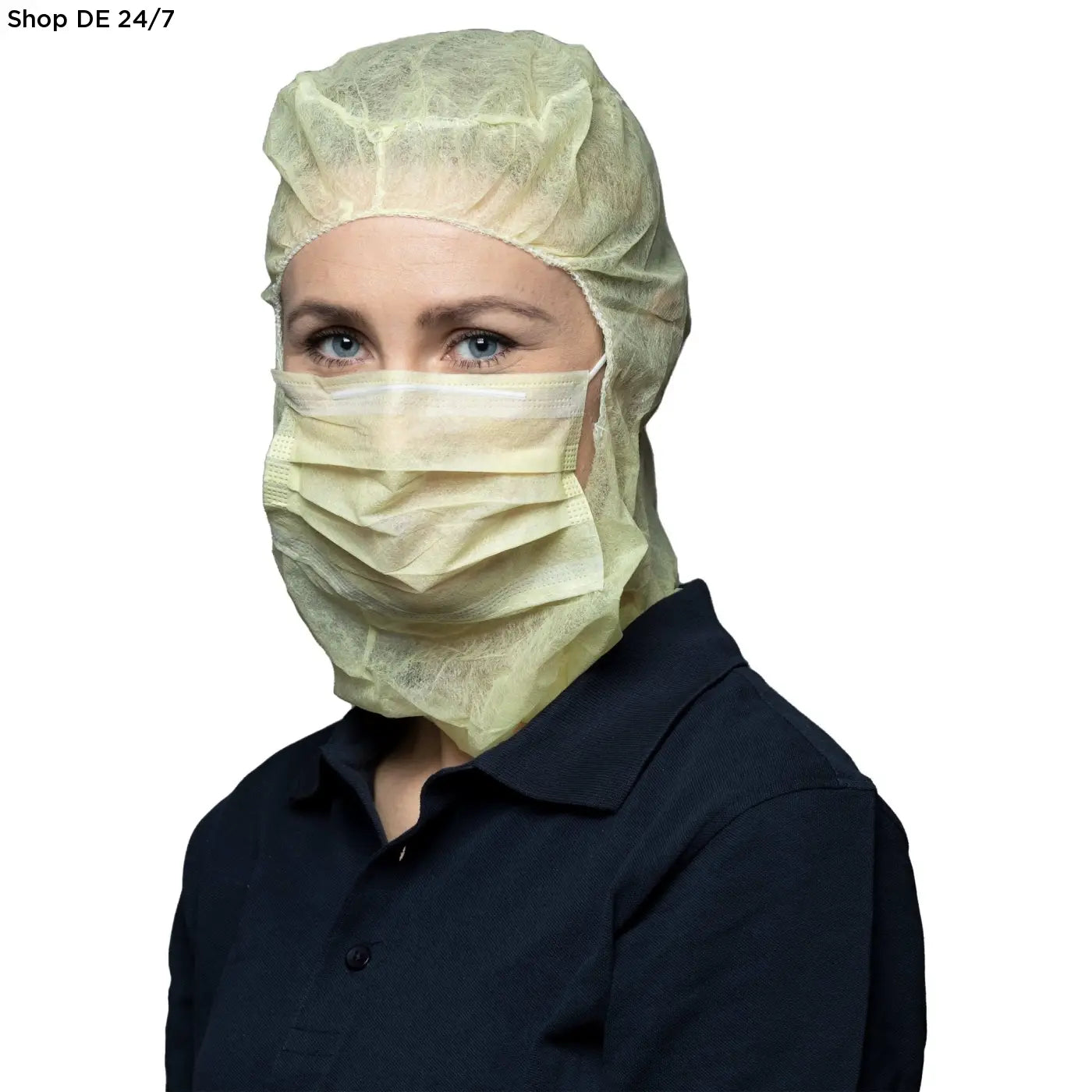 Off-white disposable surgical head covering with integrated face mask in deutsche qualität for zuverlässigerschutz