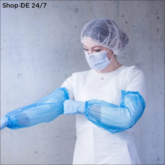 Blaue cpe-armstulpen aus plastik für zuverlässigen schutz bei hygienischen anwendungen deutsche qualität