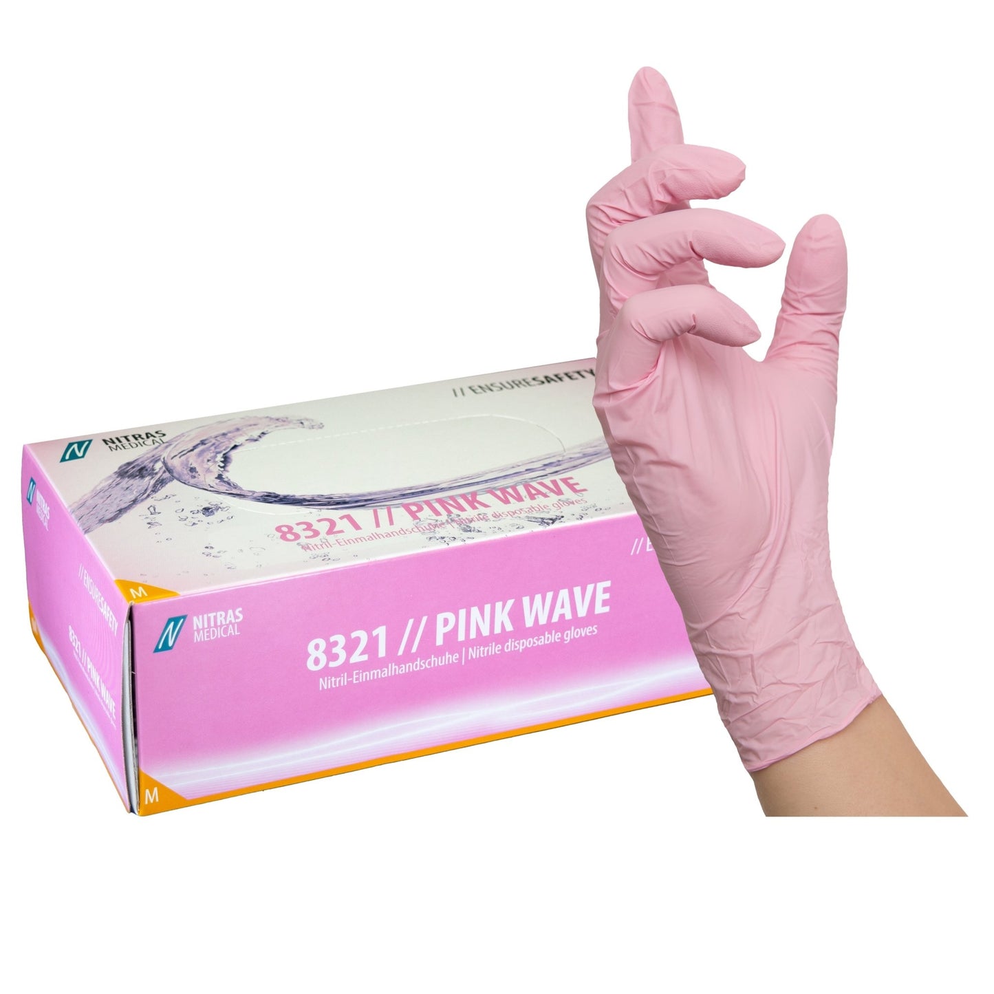 Einmalhandschuhe NITRAS PINK WAVE - Shop DE 24/7NITRASXSPinkNITRAS PINK WAVE, Einmalhandschuhe aus Nitril, rosa, EN ISO 374, Box à 100 Stück
