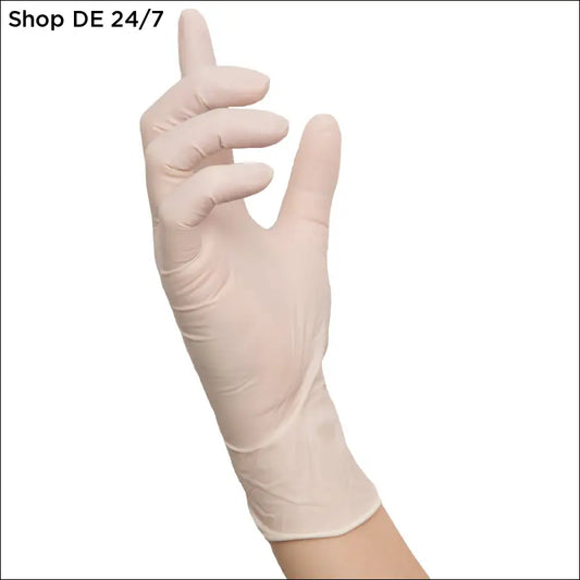 Pale latex einmalhandschuh polymer soft auf hand getragen für medizinische einrichtungen mit komfort und schutz