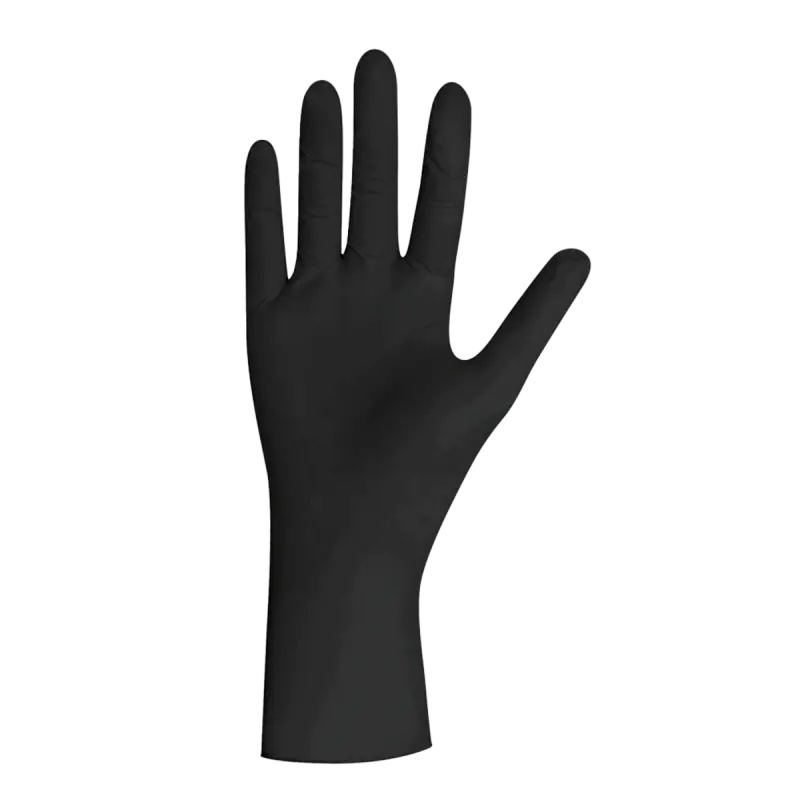 Elegante select black latexhandschuhe in schwarzem, glänzend glattem latex mit natürlicher handform zum latexhandschuhe kaufen