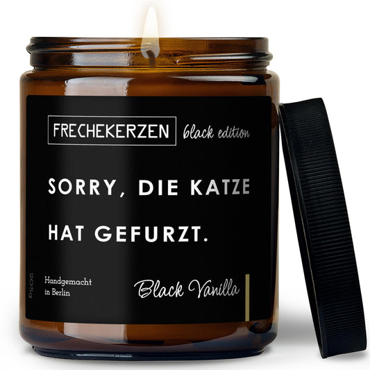 Duftkerze mit Spruch | sorry, die katze hat gefurzt.