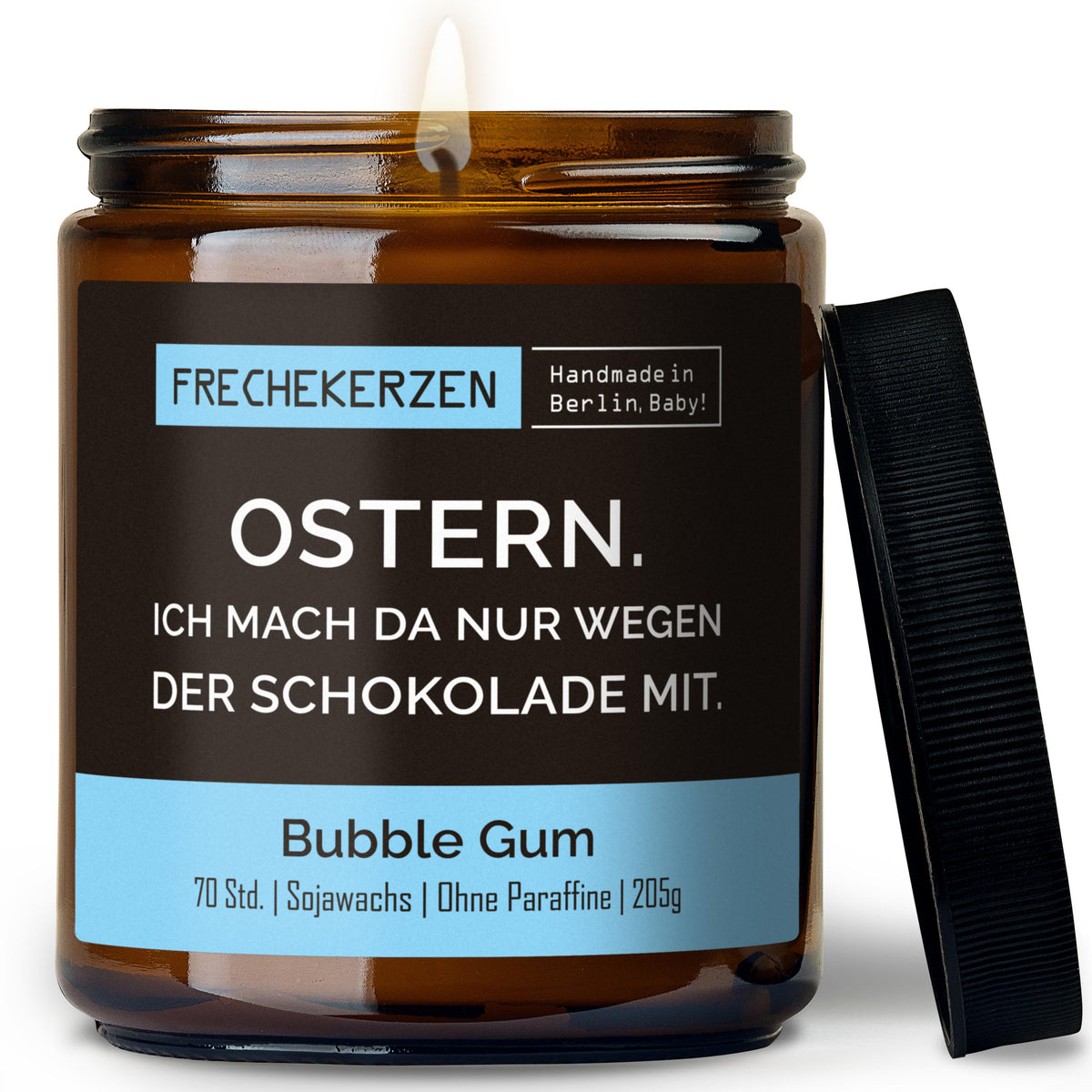 Kerze mit Spruch | ostern. ich mach da nur wegen der schokolade mit.