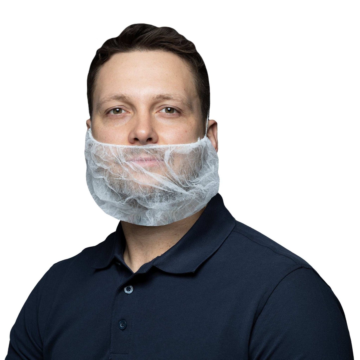 Transparente weiße nitras bartmaske aus kunststoff bietet zuverlässigen schutz für den unteren gesichtsbereich