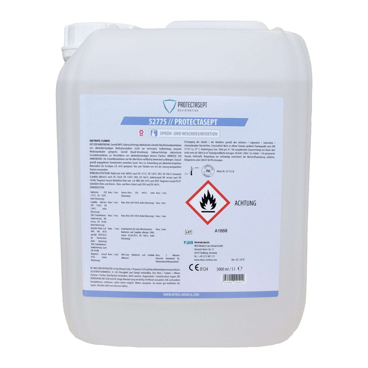 NITRAS PROTECTASEPT SF, Sprüh - / Wischdesinfektion, flower, 5.000 ml, Kanister - Shop DE 24/7NITRASNITRAS PROTECTASEPT SF, Sprüh - / Wischdesinfektion, flower, 5.000 ml, Kanister