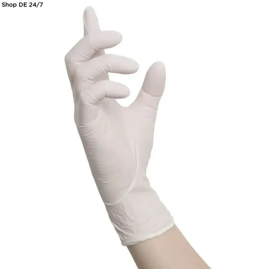 Weißer nitril-einmalhandschuh nitras white wave mit mikrogeraute fingerspitzen und hoher tragekomfort zeigt natürliche fingerbewegung