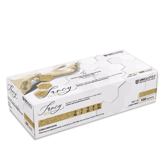 Nitril Einmalhandschuhe FANCY® GOLD: Der Glänzende Schutz für Ihre Hände 1000 Stück - Shop DE 24/7UNIGLOVESXSFancy Gold1000 StückVerpackung der FANCY® GOLD Nitrilhandschuhe mit 100 Stück pro Box, ideal für professionelle Einsätze in Medizin, Lifestyle und Gastronomie. Jetzt Nitrilhandschuhe kaufen.
