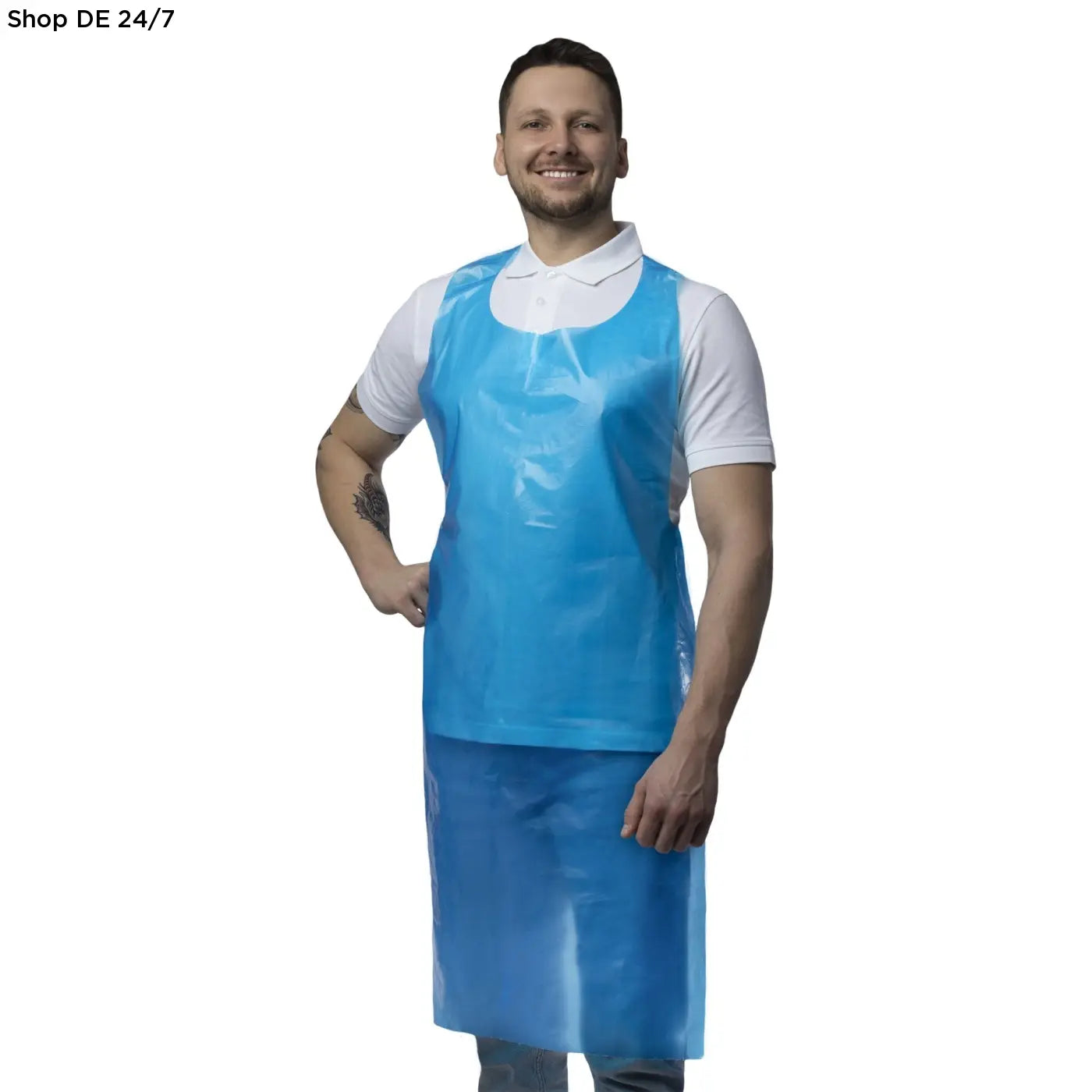 Blaue nitras pe-schürze aus 55 μ plastik mit praktischem design für zuverlässigen schutz in professionellen umgebungen