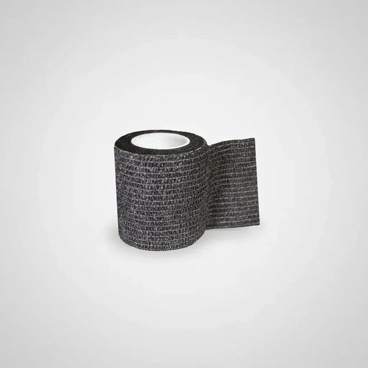 Schwarze strukturierte griffbandage mit weißem kern für optimalen halt und komfort bei tattoo maschinen und werkzeugen