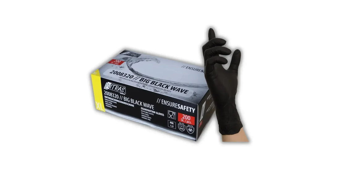 Schwarze nitril einmalhandschuhe in der box big black wave von ensuresafety zur richtigen lagerung und haltbarkeit