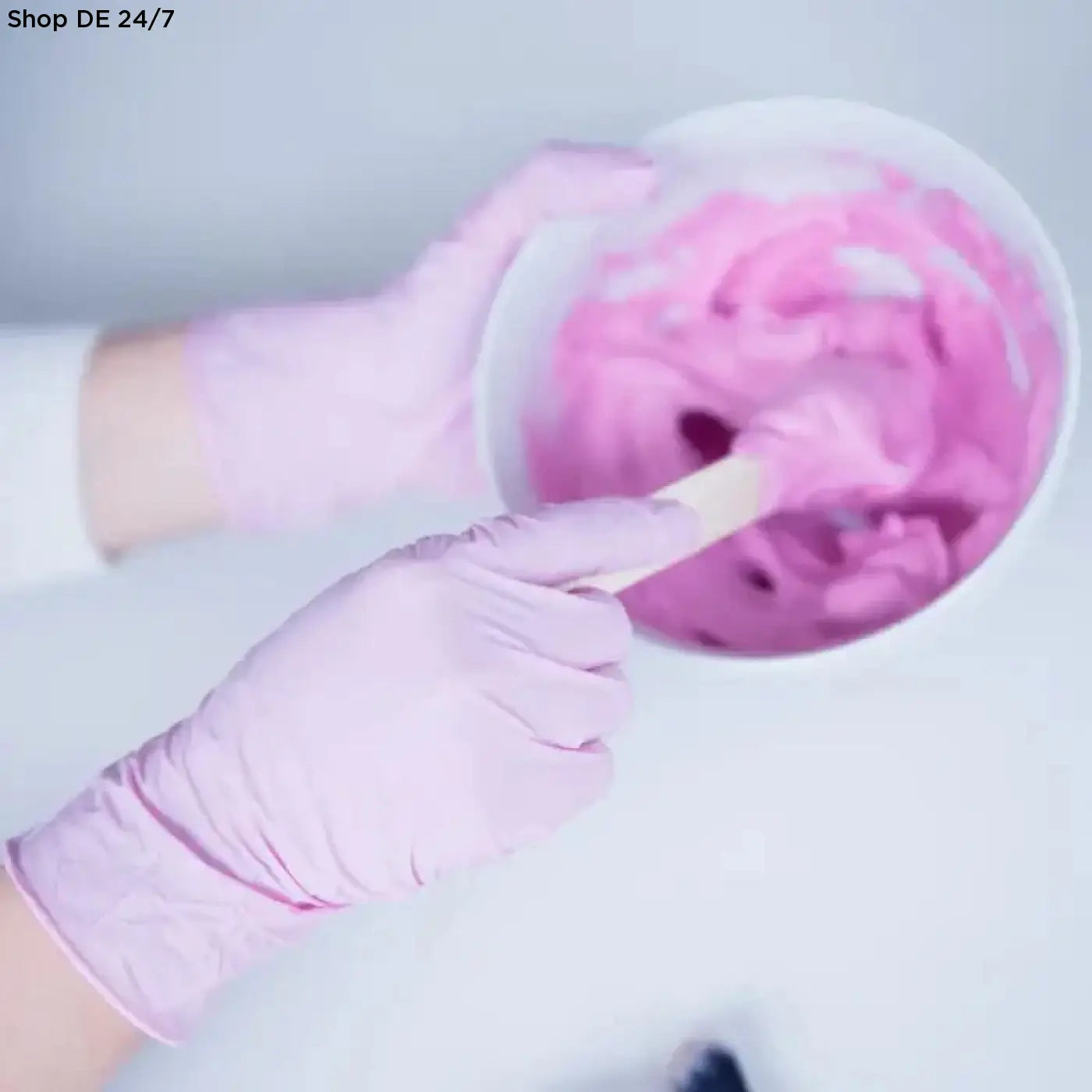 Rosa silikon rührschüssel mit holzspatel aus der kollektion handschuhe ohne latex ideal für nitril einmalhandschuhe