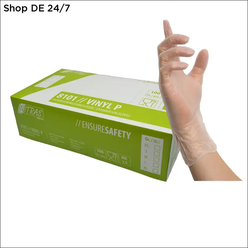 Vinyl-Einmalhandschuhe puderfrei - NITRAS - Shop DE 24/7