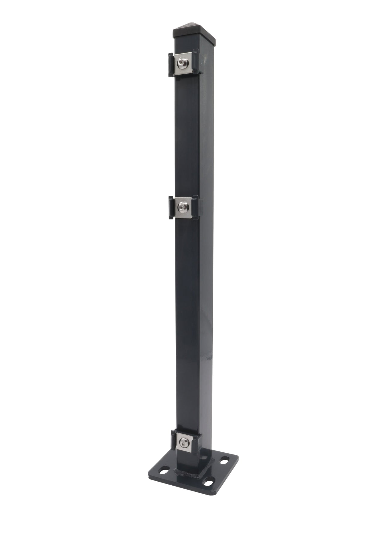 Zaunpfosten 60 x 40 mm | Anthrazit RAL 7016 | Aufschrauben mit Bodenplatte