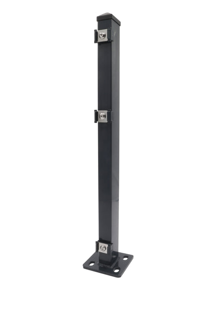 Zaunpfosten 60 x 40 mm | Anthrazit RAL 7016 | Aufschrauben mit Bodenplatte