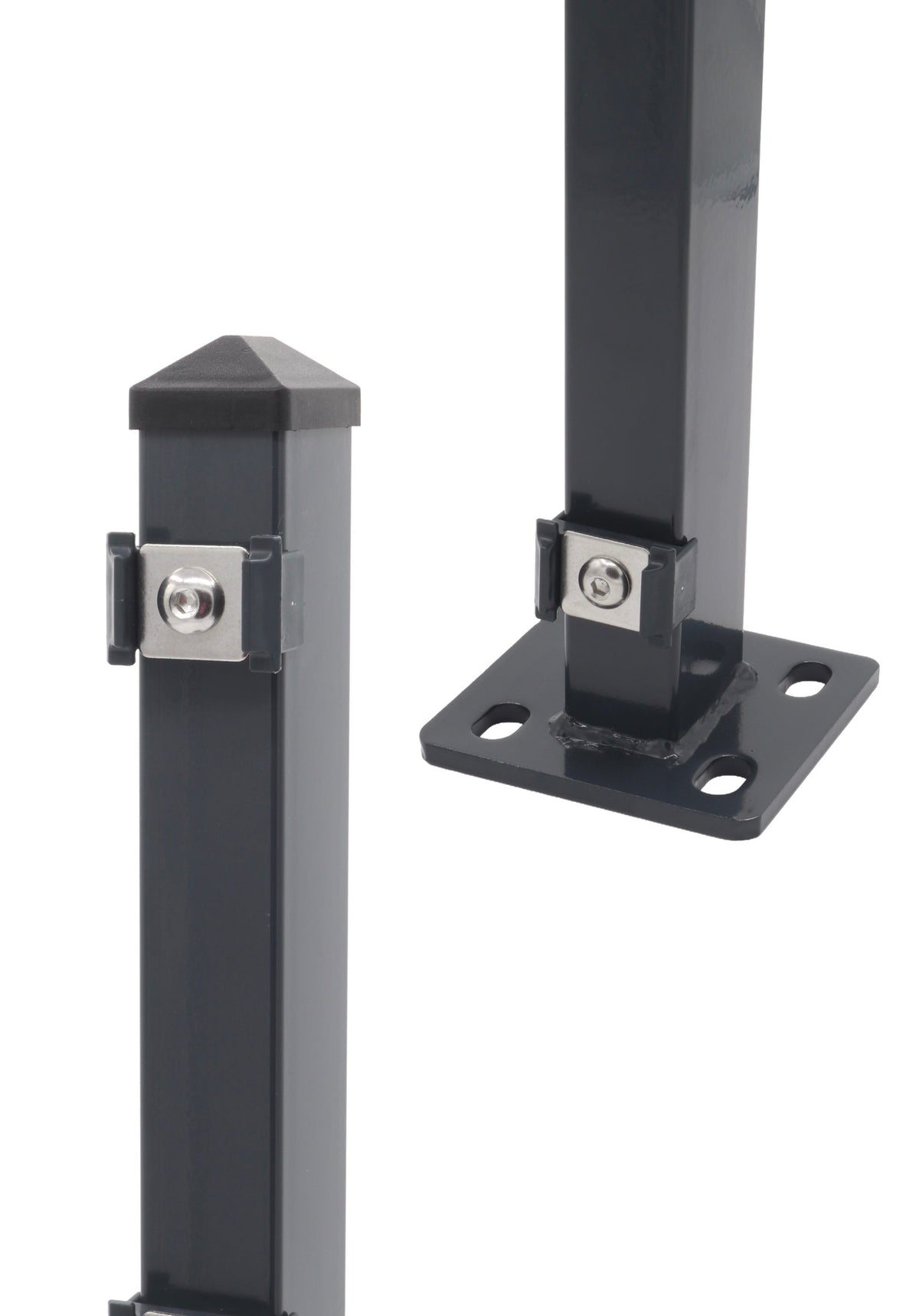 Zaunpfosten 60 x 40 mm | Anthrazit RAL 7016 | Aufschrauben mit Bodenplatte