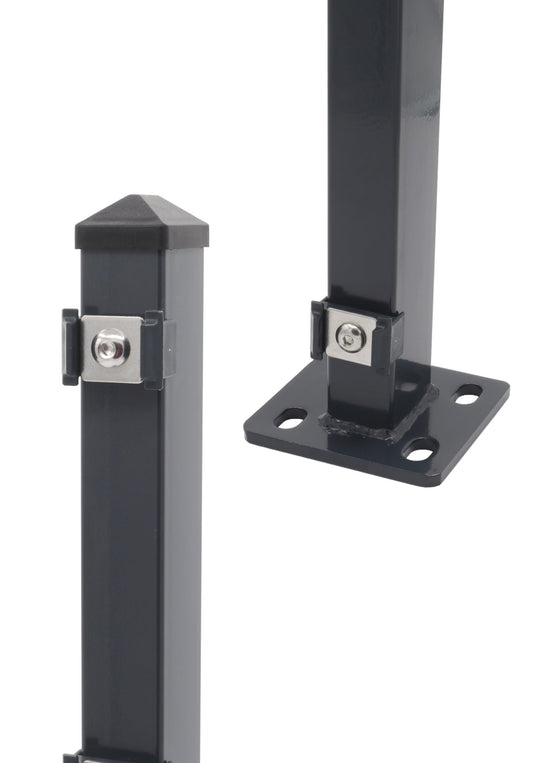 Zaunpfosten 60 x 40 mm | Anthrazit RAL 7016 | Aufschrauben mit Bodenplatte