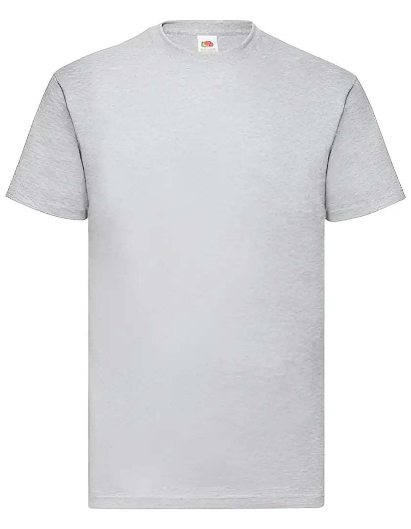 Gray heathered cotton fruit of the loom valueweight t-shirt mit klassischem rundhalsausschnitt und kurze ärmel für zuverlässiger schutz