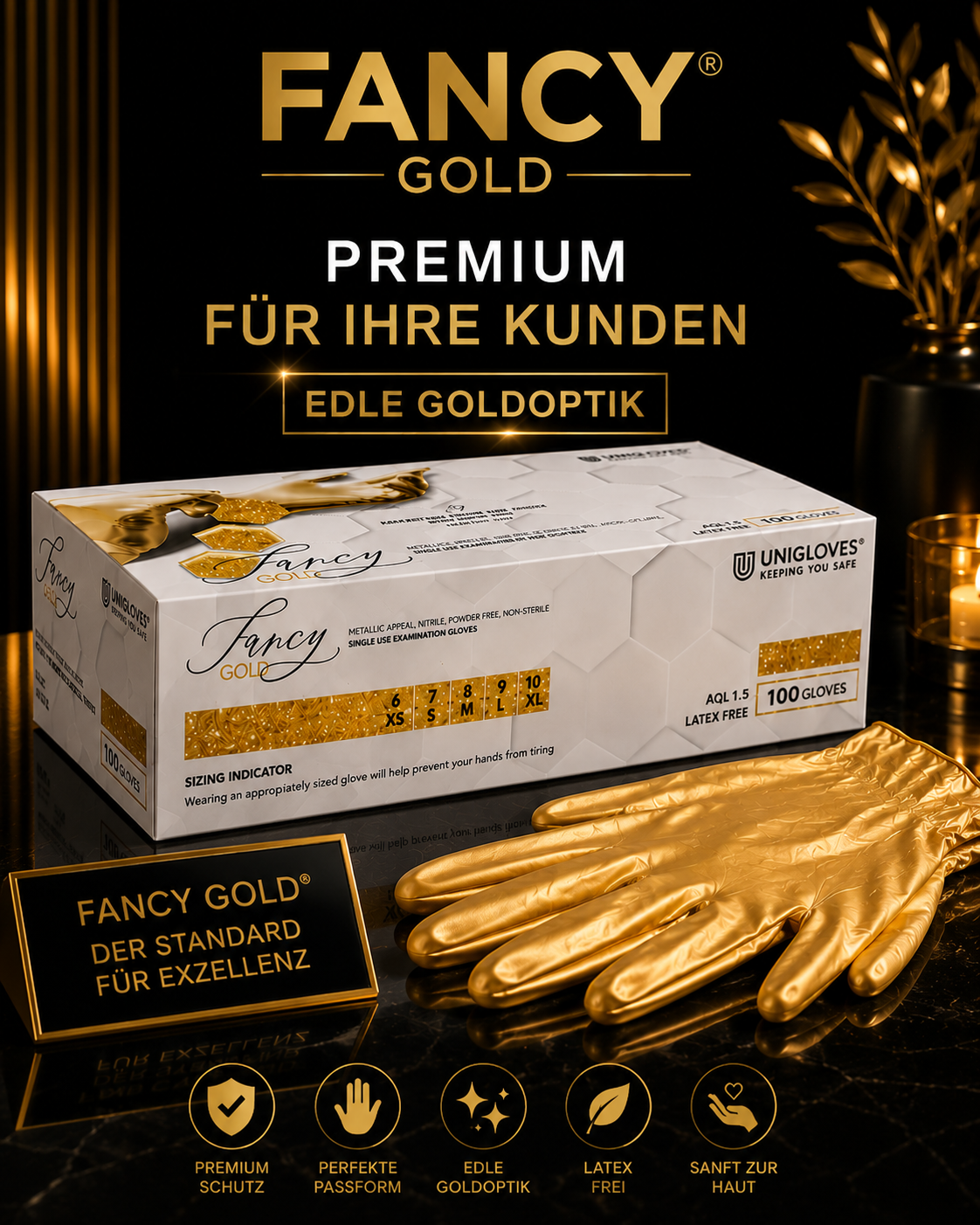 goldene handschuhe Goldene Nitrilhandschuhe für Beauty & Kosmetik