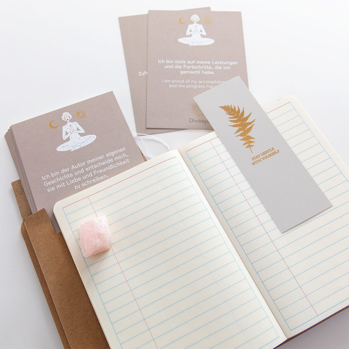 Affirmationskarten Set: 40 Affirmationen & 1 Bullet Journal