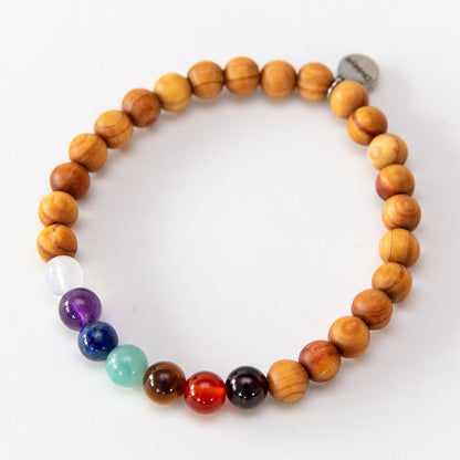 Chakra Armband: 7 echte Edelsteine & Sandelholz