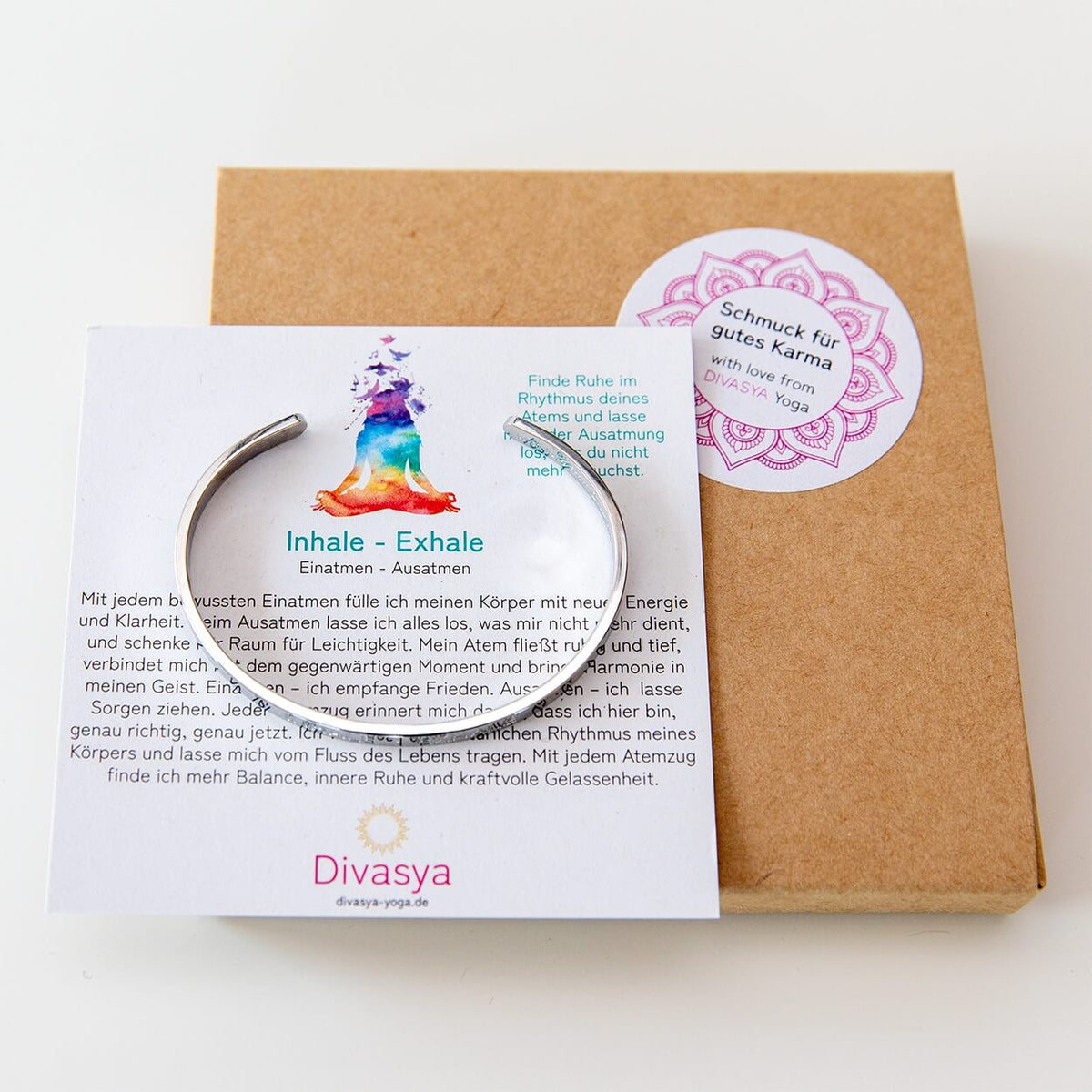 Armreif mit Gravur | Silber | Inhale - Exhale