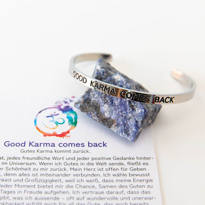 Armreif mit Gravur | Silber | Good Karma comes back