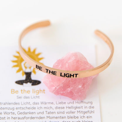 Armreif mit Gravur | rosé vergoldet | Be the light