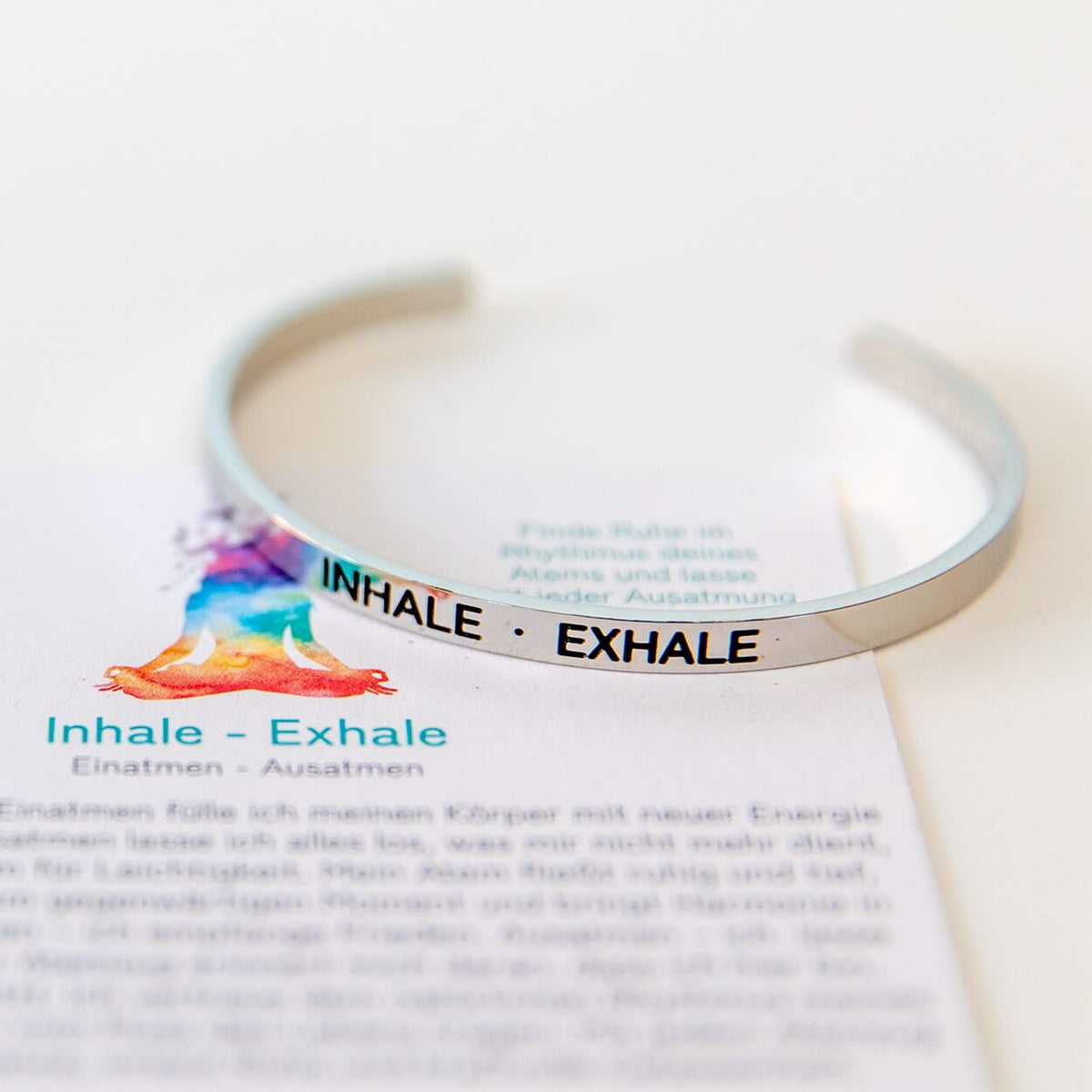 Armreif mit Gravur | Silber | Inhale - Exhale