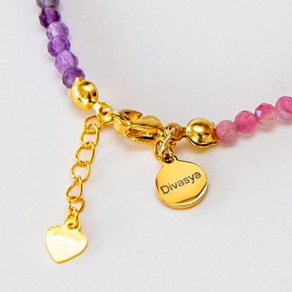 Chakra Armband mit vergoldetem Anhänger Lebensblume