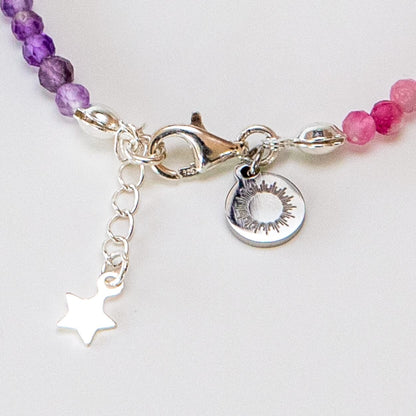 Chakra Armband mit versilbertem Lebensblume-Anhänger
