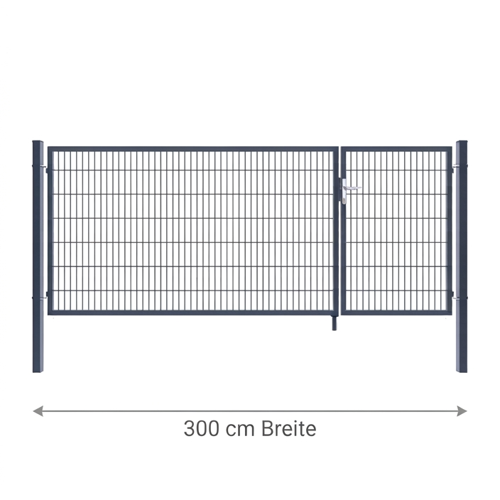 Doppeltor 2-flügelig asymmetrisch | Breite 300 cm | Doppelstab 6/5/6 mm