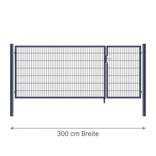 Doppeltor 2-flügelig asymmetrisch | Breite 300 cm | Doppelstab 6/5/6 mm