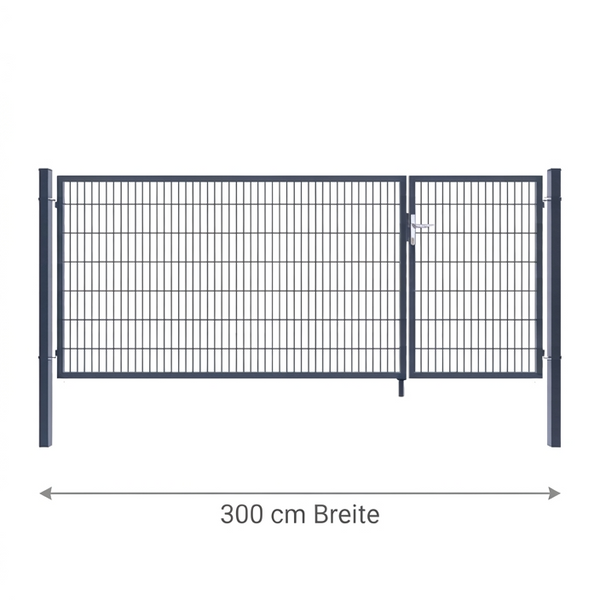 Doppeltor 2-flügelig asymmetrisch | Breite 300 cm | Doppelstab 6/5/6 mm
