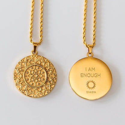 Kette mit Anhänger Mandala | vergoldet | I am enough