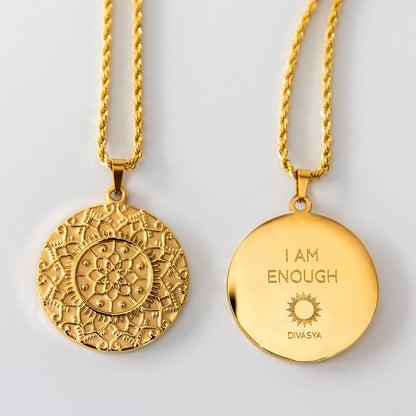 Kette mit Anhänger Mandala | vergoldet | I am enough