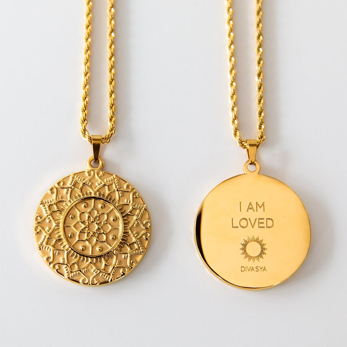 Kette mit Anhänger Mandala | vergoldet | I am loved