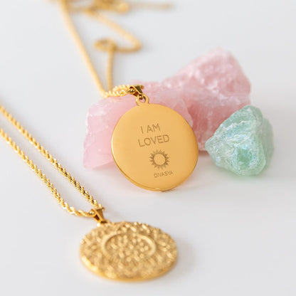 Kette mit Anhänger Mandala | vergoldet | I am loved