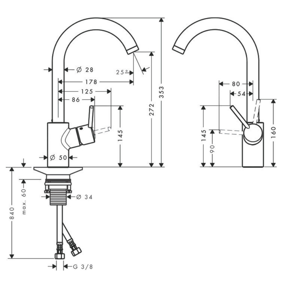 Hansgrohe "Talis S Variarc" Spültisch-Einhebelmischer (chrom)