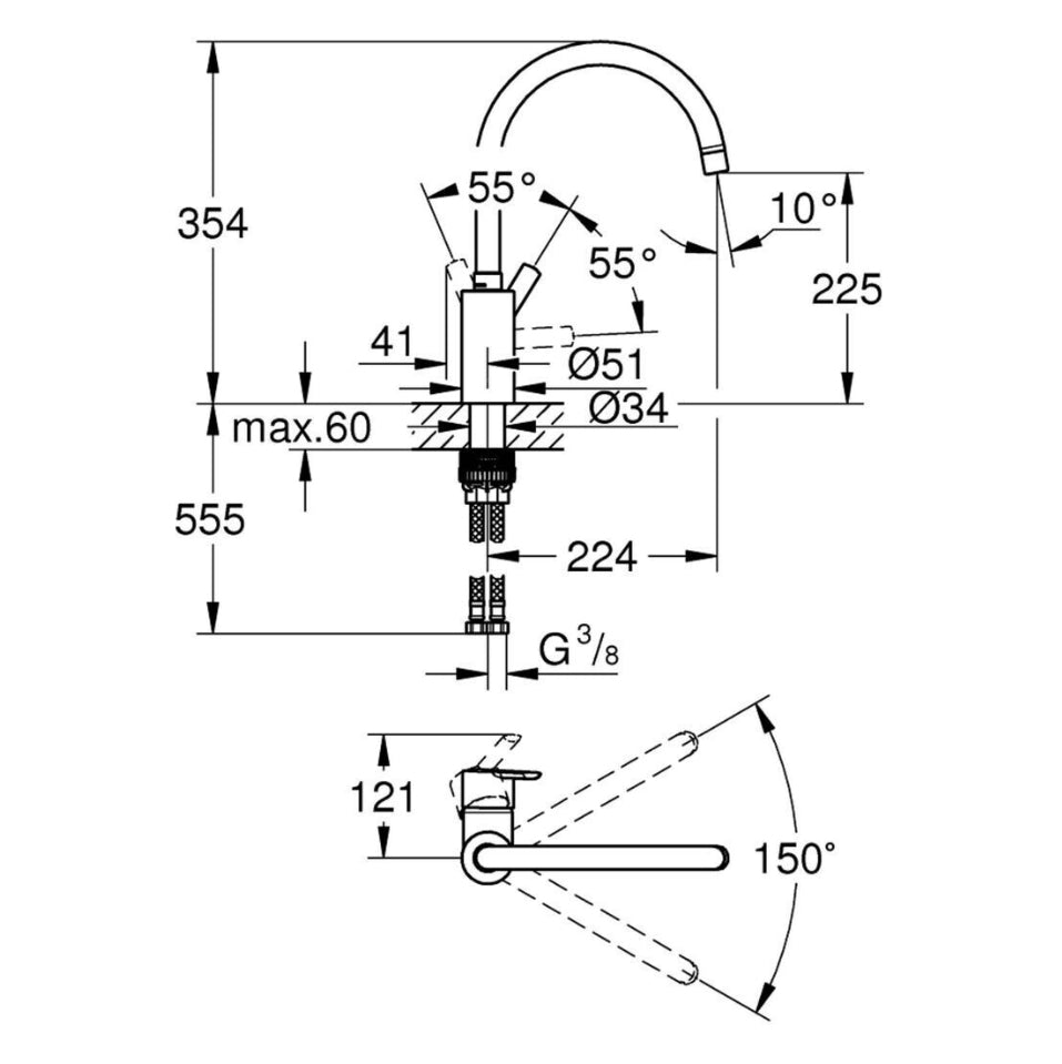 GROHE "Feel" Spültisch-Einhebelarmatur (supersteel)