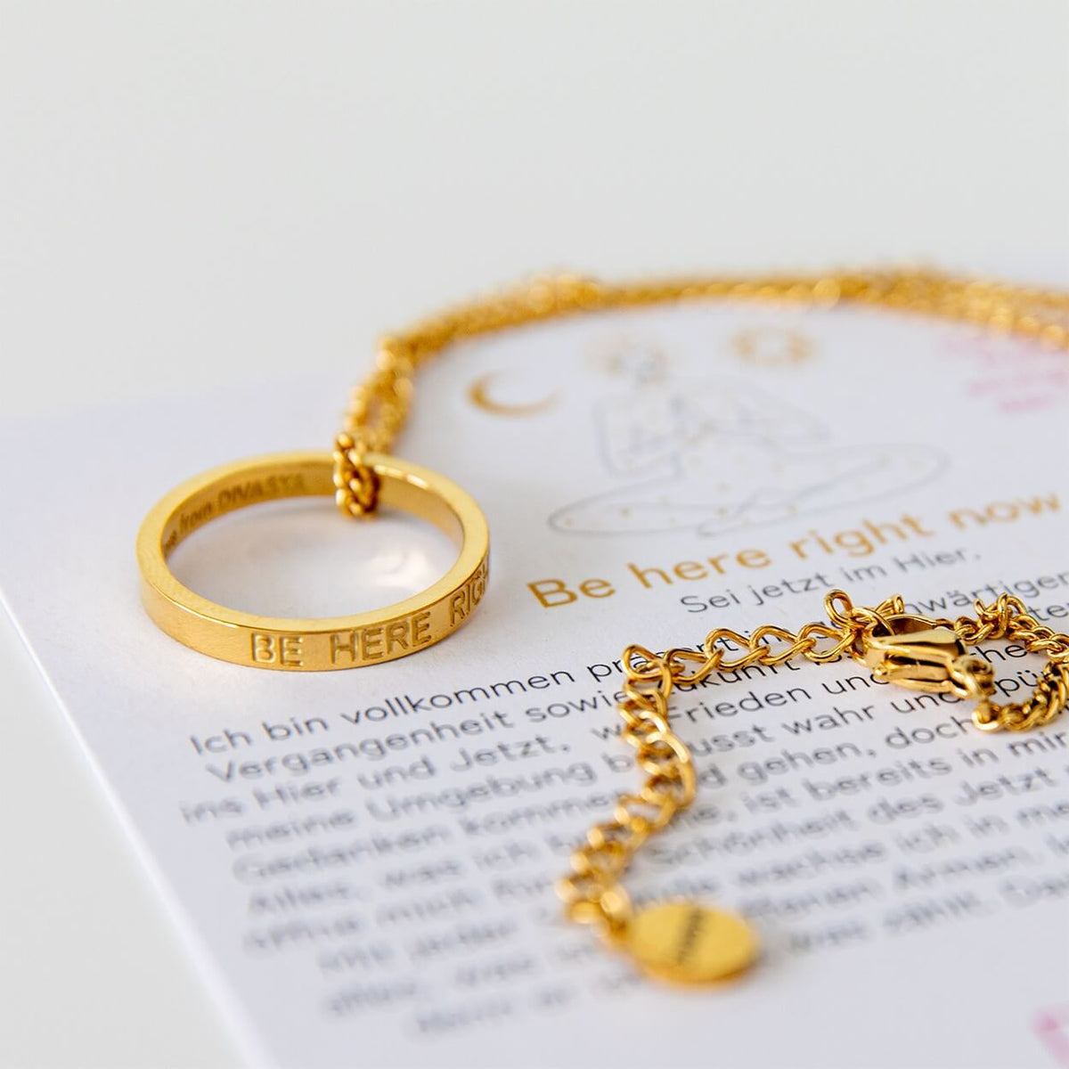 Kette mit Ring | vergoldet | Be here right now