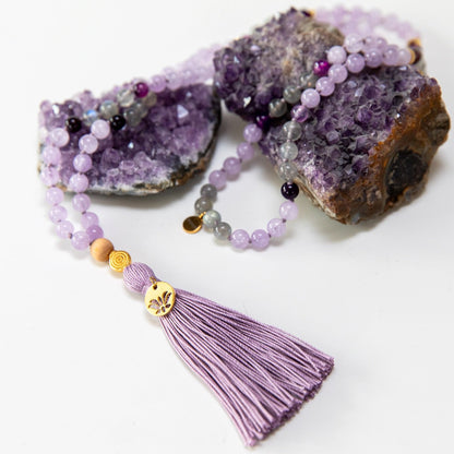 Mala Peaceful Mind - mit Amethyst & Mondstein
