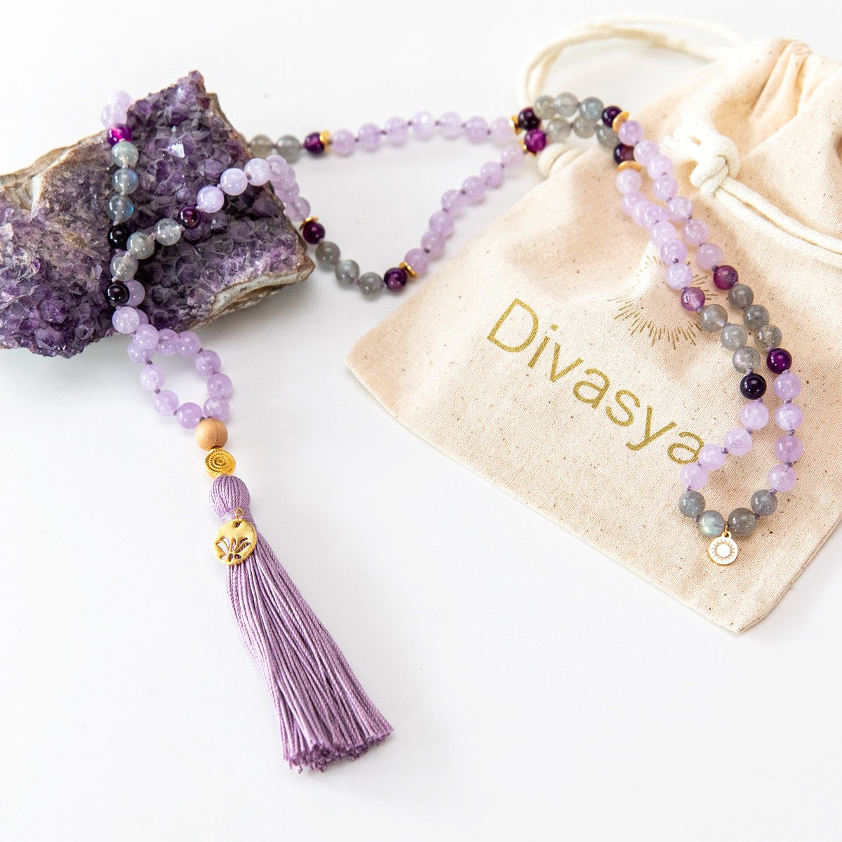 Mala Peaceful Mind - mit Amethyst & Mondstein