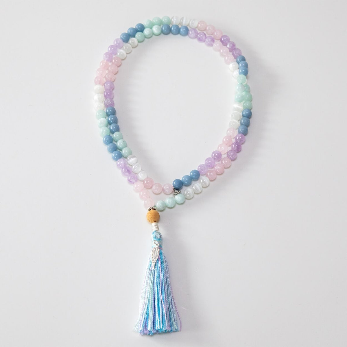 Mala Kette aus Angelit, Rosenquarz, Amethyst & Selenit: ANGEL GUARDIAN