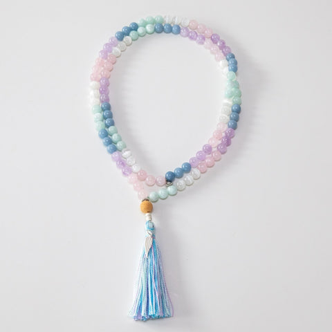 Mala Kette aus Angelit, Rosenquarz, Amethyst & Selenit: ANGEL GUARDIAN