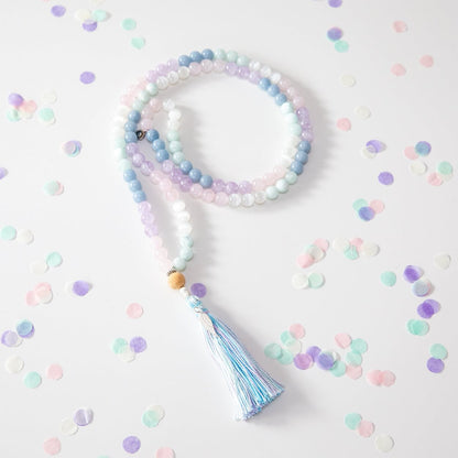Mala Kette aus Angelit, Rosenquarz, Amethyst & Selenit: ANGEL GUARDIAN