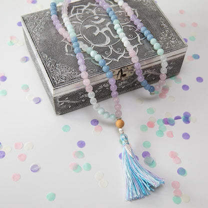 Mala Kette aus Angelit, Rosenquarz, Amethyst & Selenit: ANGEL GUARDIAN