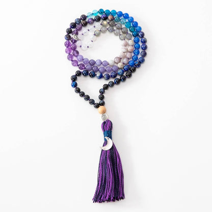 Mala Kette aus Amethyst, Mondstein & Lapis Lazuli: Moon Child